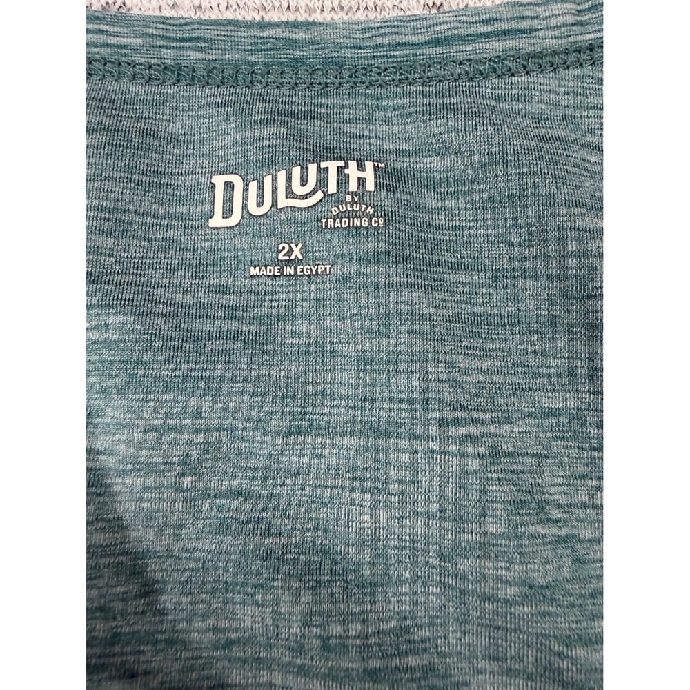 Duluth Trading Co Womens 2X Teal Heather V-Neck Short Sleeve Performance Tee - Picture 3 of 7